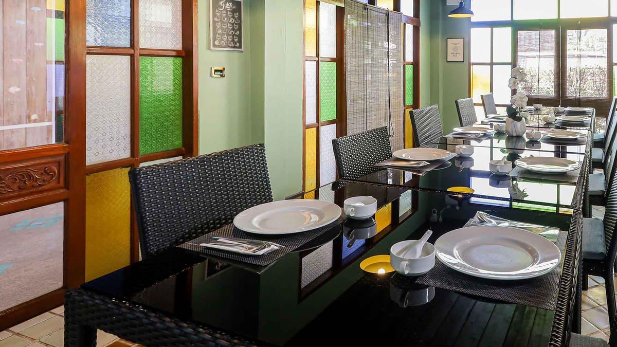 Shared dining area with freshly cooked Thai and Western meals at Jintara rehab Chiang Mai
