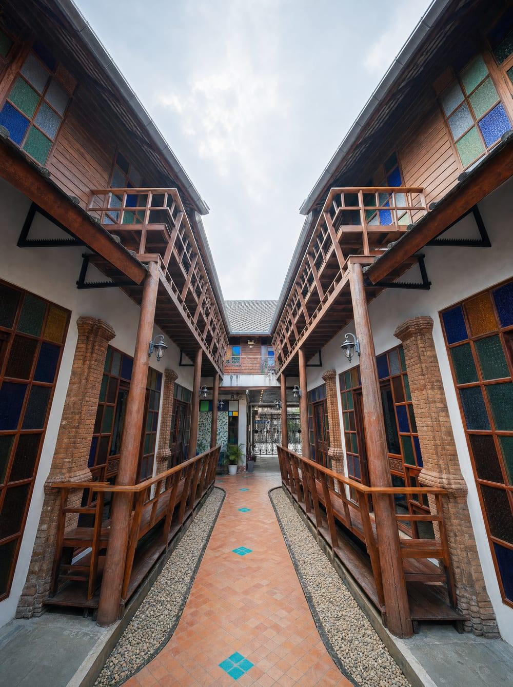 Inner courtyard walkway of Jintara Rehab compound in Chiang Mai, Thailand, the path clients walk as they prepare for discharge and return home
