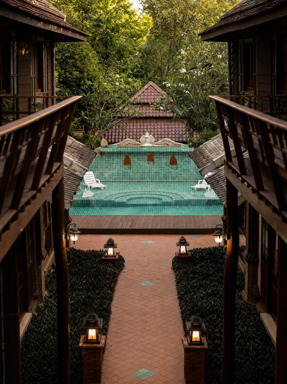 Daytime walkway at Jintara Rehab kratom addiction treatment centre Chiang Mai Thailand