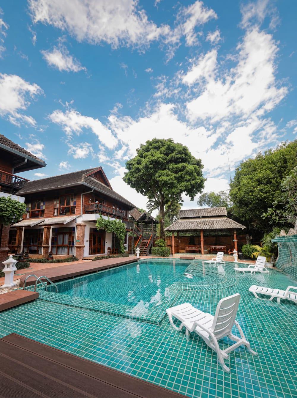 Pool area at Jintara Rehab kratom withdrawal treatment centre Chiang Mai Thailand
