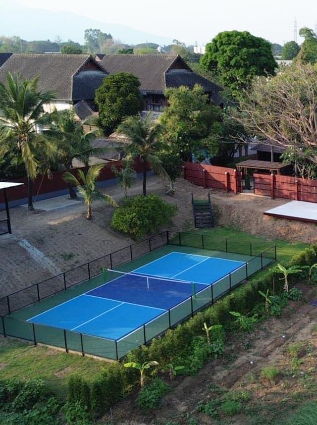 Aerial view of Jintara pickleball court and facility