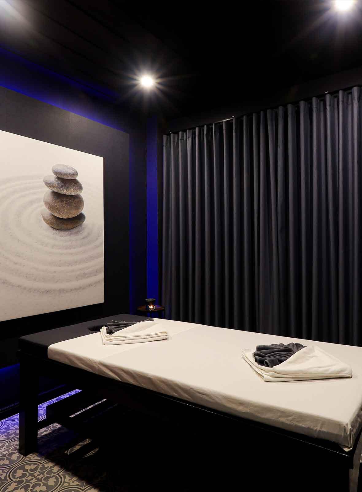 Each client villa has a private massage room