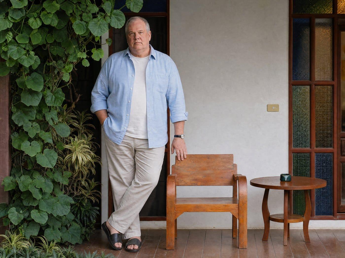 Client standing on the veranda at Jintara Rehab Chiang Mai during a residential treatment program