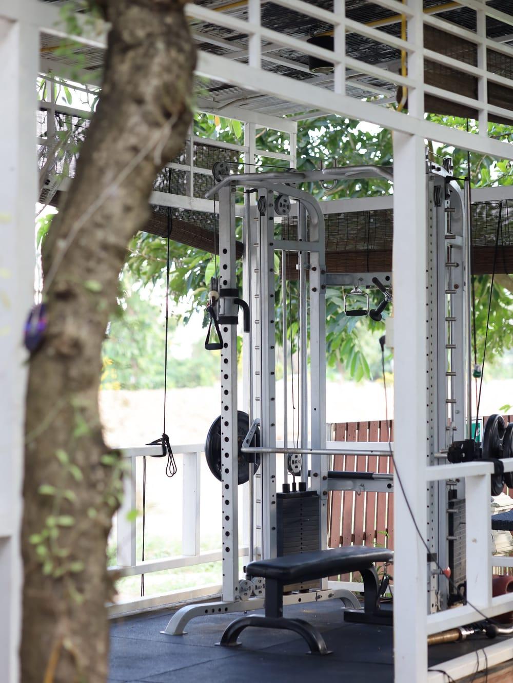 Open-air gym under the canopy at Jintara Rehab, where daily movement sits in the treatment timetable