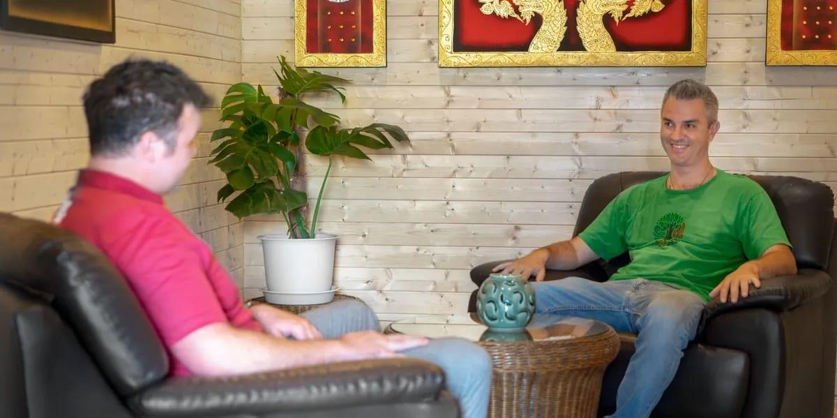One-on-one therapy consultation in a private room at Jintara rehab Chiang Mai Thailand