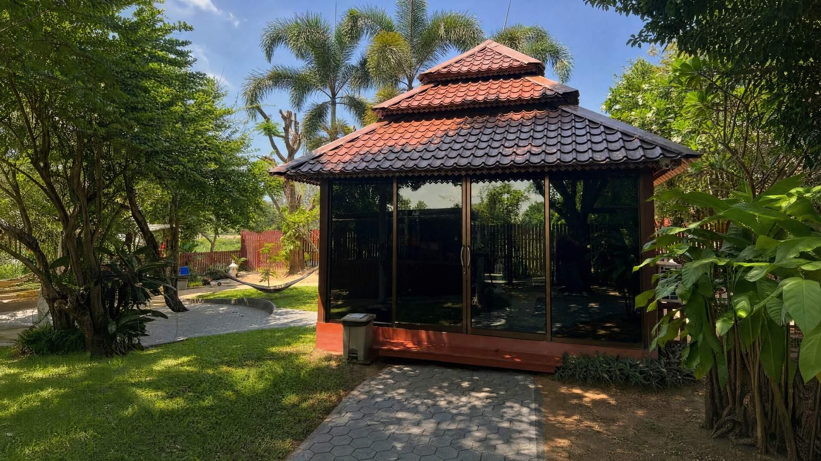 Glass therapy pavilion at Jintara Chiang Mai where relapse prevention planning begins in treatment