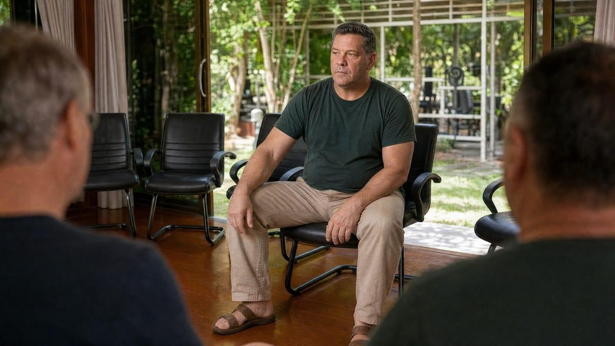 Clients seated together in a group session at Jintara Rehab in Chiang Mai